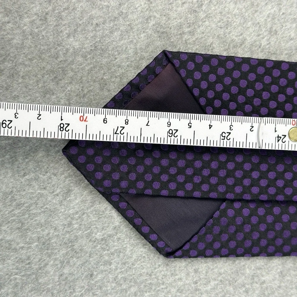 Polo Ralph Lauren Black Purple Polka Dot Silk Necktie Tie USA 56x4